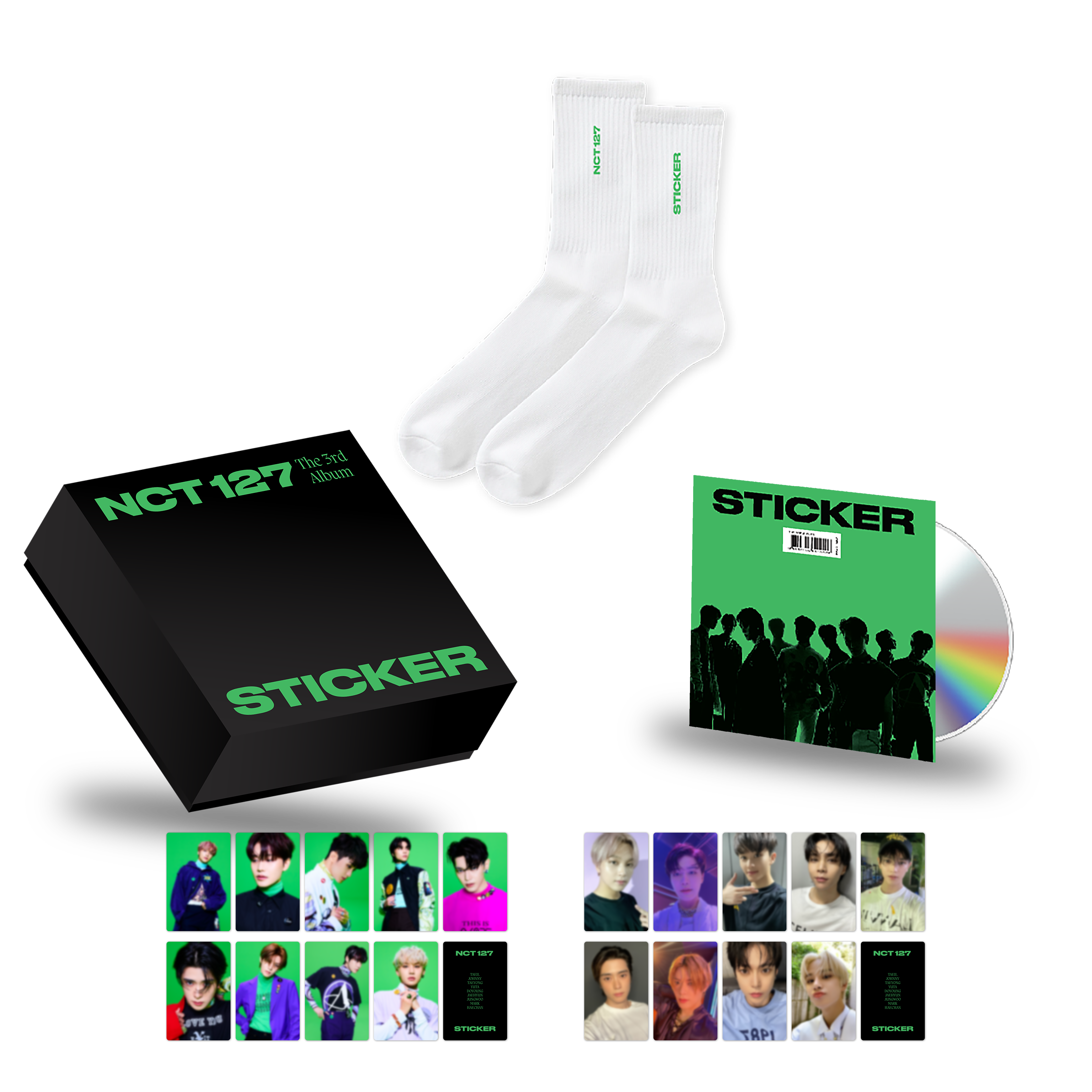 NCT 127 'STICKER' Crew Socks Deluxe Box (White)